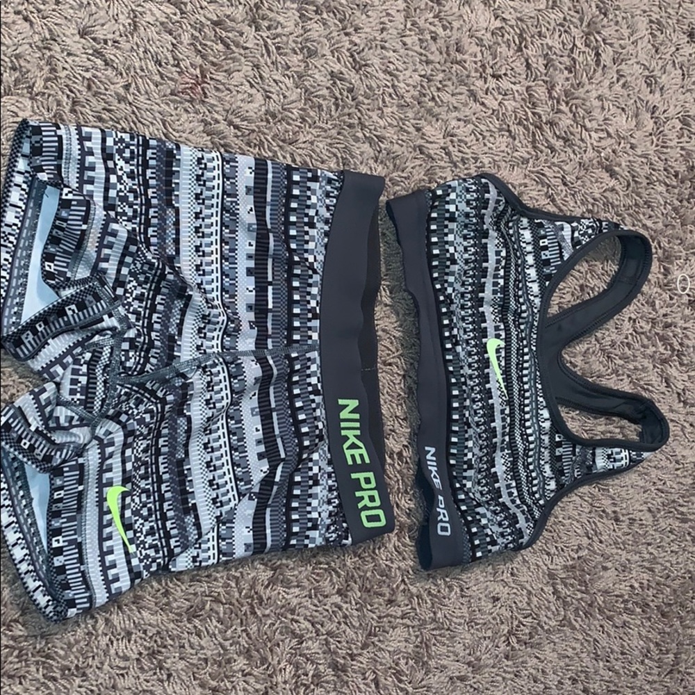 aztec print nike pros and sports bra set